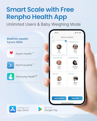 RENPHO Smart Scale, Digital Bathroom Scale for Weight, Scale with BMI, Body Fat, Muscle Mass, Body Composition Analysis, H...