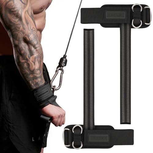 MANUEKLEAR Non-Slip Wrist Straps for Weightlifting Deadlifting, Gym Lifting Straps with D Rings for Cable Machine Workout,...