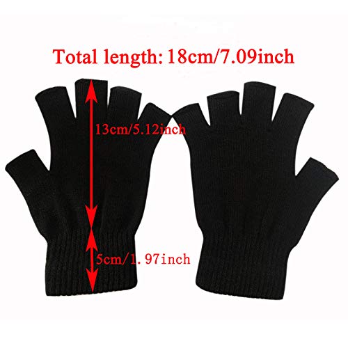monochef Fingerless Gloves Half Finger Winter Warm Knit Thermal Working Running Biking Driving Typing Men Women Black