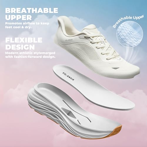 Vilanva Women's Walking Shoes Cushion Comfortable Running Tennis Shoes Non-Slip Workout Gym Athletic Breathable Fashion Sn...
