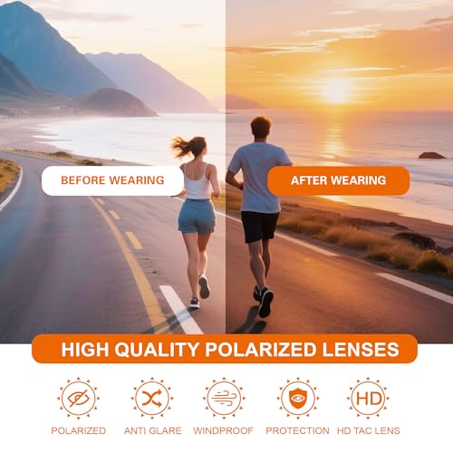 suoso Cycling Polarized Sunglasses for Men: UV400 Protection Glasses Running Baseball Softball Sports Goggles for Youth Women