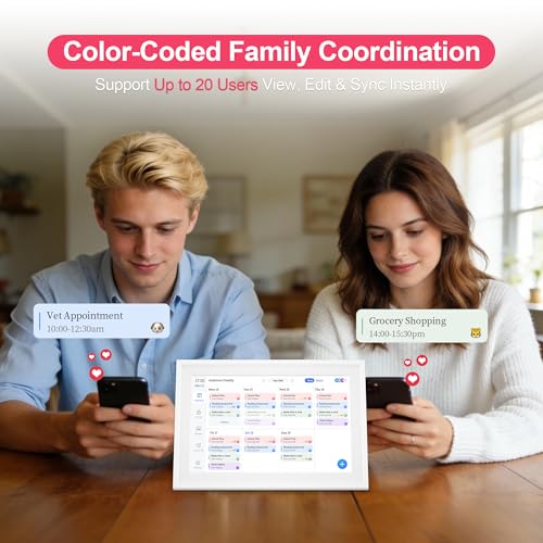 10.1’’ Smart Digital Calendar - Interactive Touch Screen, HD Display, Wall Mountable Family Organizer with Chore Chart, T...