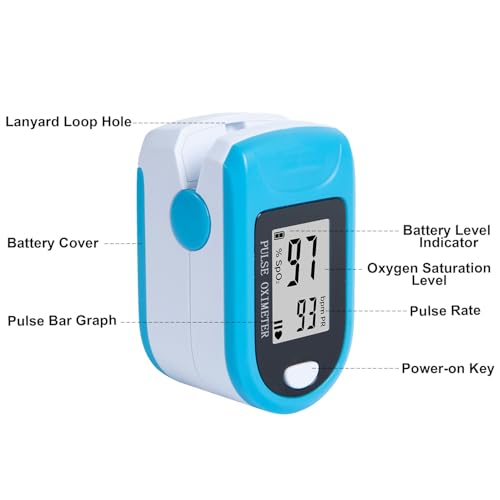 LCJ Fingertip Pulse Oximeter Blood Oxygen Saturation Monitor Pulse Ox Heart Rate and Fast Spo2 Reading Oxygen Meter with L...