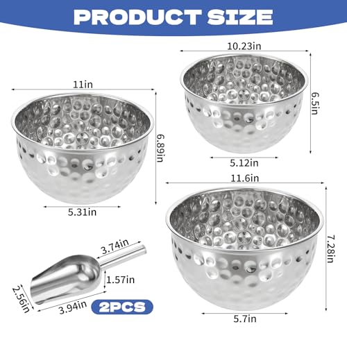 3 Pack Ice Bucket 4.6/6/7.5L Stainless Steel Beverage Tub with 2 Scoop Leak-Proof Wine Bucket Large Metal Ice Buckets for ...