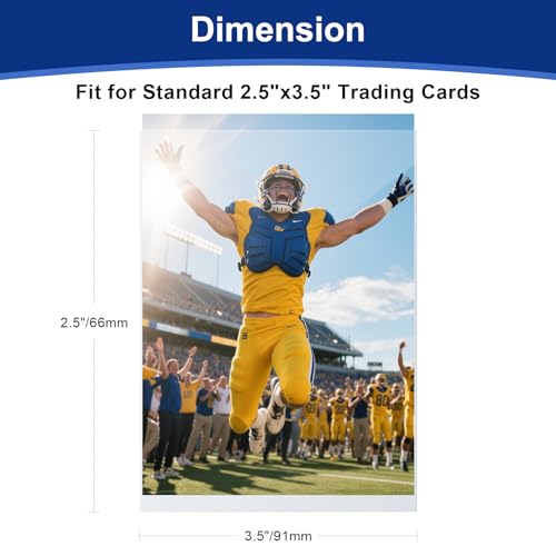 100 Pcs Soft Trading Card Sleeves, Top Loading Sleeves for Standard Cards 2.5" X 3.5"，Ultra-Clear Card Protector for Baseb...