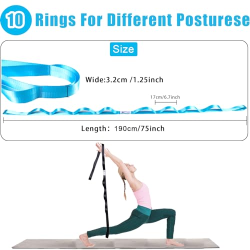 Oak-Sports Stretching Strap Yoga Strap for Physical Therapy with 10 Loops, Yoga Straps for Stretching, Upgraded Non-Elasti...