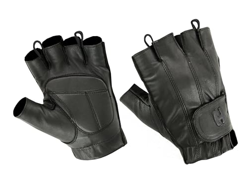 Hugger Men's Water Resistant Gel-Padded Palm Fingerless Motorcycle Gloves