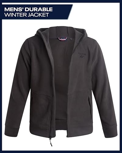 Reebok Mens Fleece Jacket - Lightweight Polar Fleece Zip Up Winter Jackets for Men - Gym Workout Running Outdoor Mens Jacket