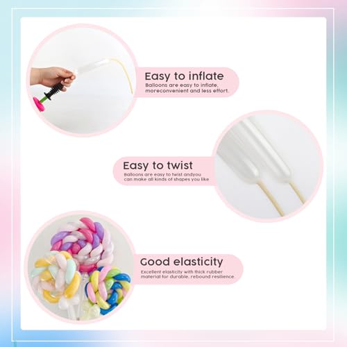 260 Balloons - Clear Long Balloons for Tying Balloon Arch | 100Pcs Skinny Stretchy Tie Balloons for Animal Making, Twistin...