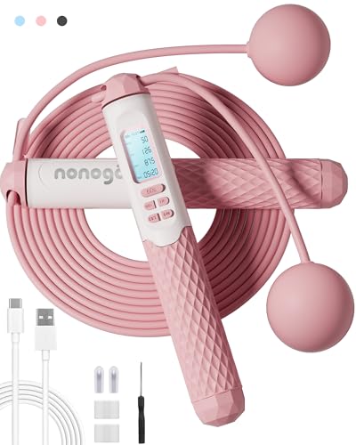 nonogo Cordless Jump Rope with Counter for Fitness - Adjustable Smart Skipping Rope For Men Women Kids Outdoor Speed Boxin...