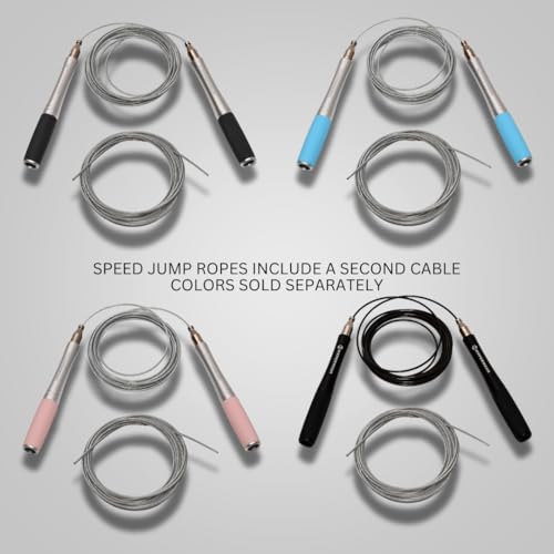 HYPERWEAR Adjustable Speed Jump Rope – Patented Self-Locking Cable System, Aluminum Handles with Knurled Silicone Grip for...