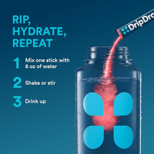 DripDrop Hydration Packets - Fruit Punch - Single Serve Electrolytes Powder Drink Mix - Non-GMO, Gluten Free, Vegan - 32 S...