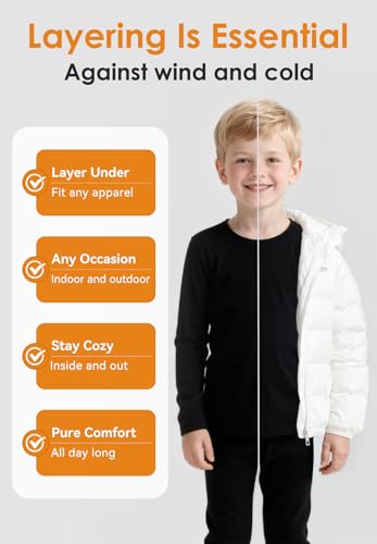 Zando Toddler Thermal Underwear Set for Kids - Winter Base Layer Long Johns for Boys Girls Long Underwear for Skiing 2-6T
