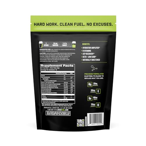 Jocko Fuel Packets Low Sugar - Hydration Amplifier Packets for Recovery, Dehydration, & Exercise - with Vitamins B6, B12 &...