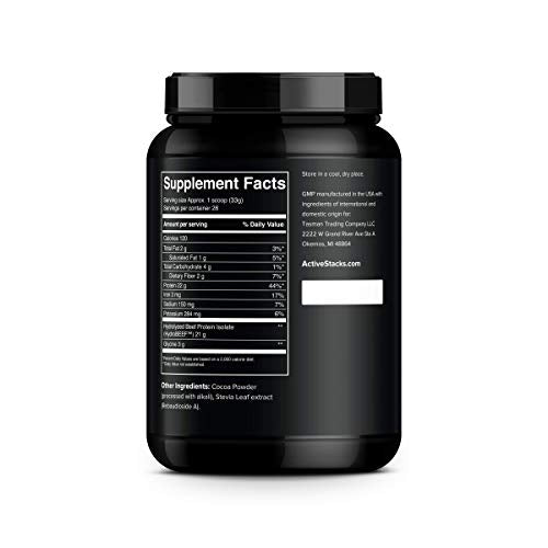 Active Stacks Beef Protein Isolate Powder, Chocolate - Dairy Free with Natural Collagen for Keto, Paleo, Bone Broth & Low ...