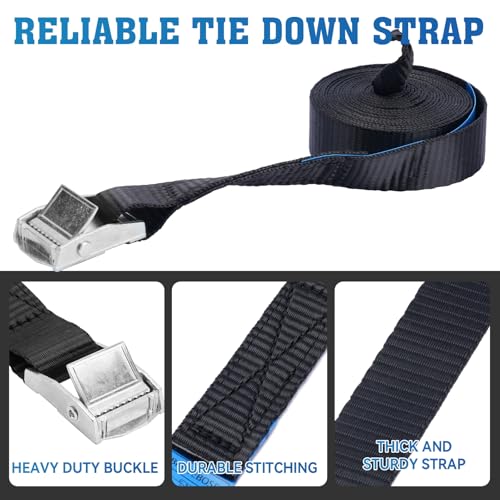 Lashing Straps,1" x 10Ft Adjustable Cam Buckle Tie Down Cinch Strap for Packing Black 4 Pack,Packing Straps Heavy-Duty for...
