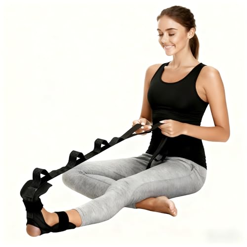JUNWING Foot and Calf Stretcher-Stretching Strap For Plantar Fasciitis, Foot Drop, Achilles Tendonitis & Hamstring. Yoga F...