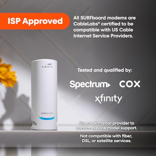 ARRIS SURFboard S34 DOCSIS 3.1 Multi‑Gig Cable Modem | 2.5Gbps + 1Gbps Ethernet Ports | Xfinity, Cox, Spectrum for Cable Internet Plans up to 2.5Gbps Next Gen Upstream. Modem Only, Router Required