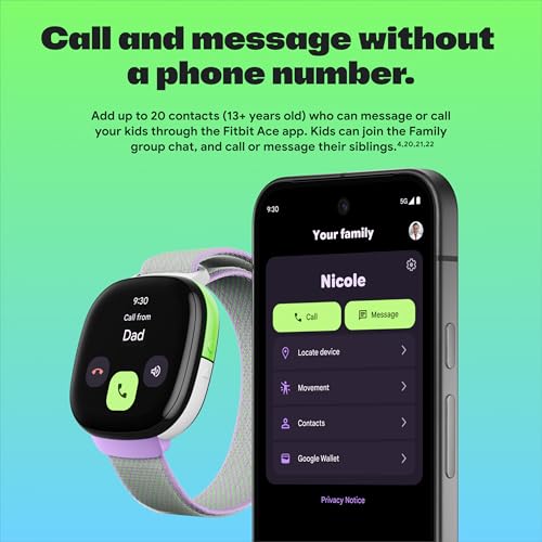 Fitbit Google Ace LTE - Kids Smartwatch with Call, Message, GPS, and Activity-Based Games, Ace Pass Data Plan Required - S...