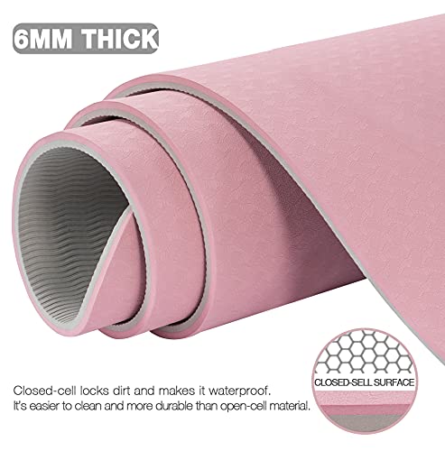 UMINEUX Large Yoga Mat for Men and Women 1/4 & 2/5 Inch Extra Thick TPE Fitness Mat for Home Gym Workout, Non-Slip, Eco Fr...