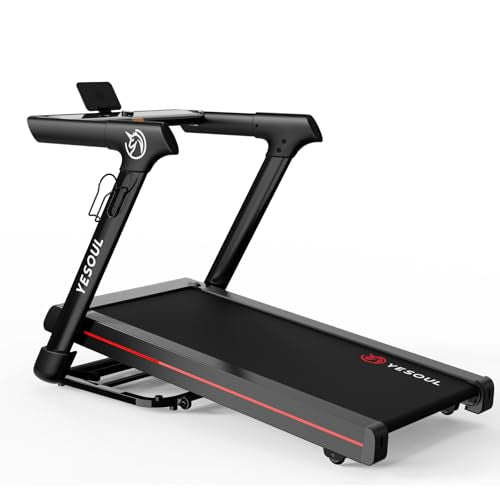 YESOUL Treadmills for Home with 10% Auto Incline, Folding Treadmill with Handrail, 300 lbs Capacity, LED Display & Interac...