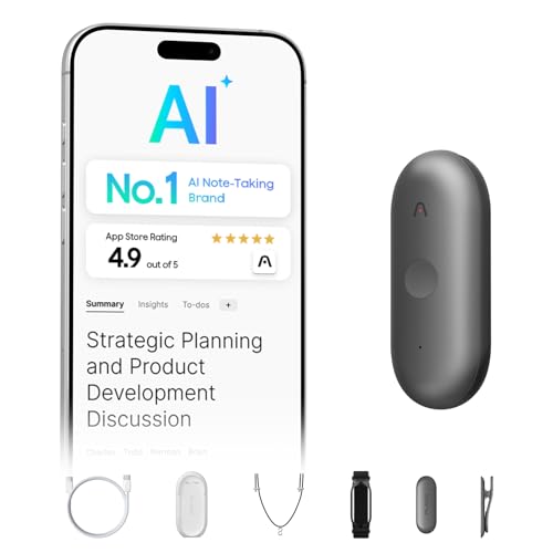 Plaud NotePin S AI Voice Recorder, Wearable AI Notetaker, AI Transcribe & Summarize, Support 112 Languages, 64GB Memory, A...