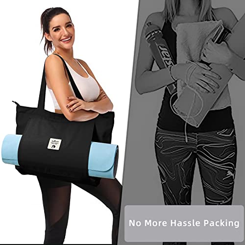 WLLWOO WLLWOO Yoga Bags for Women with Yoga Mats Bags Carrier Carryall Canvas Tote for Pilates Shoulder for Travel Office ...