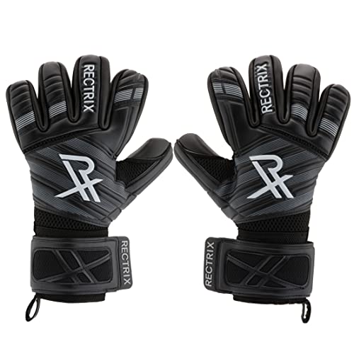 Rectrix 1.0 Goalkeeper Gloves (with Free Zip Case) - Negative Cut - Youth & Adult Sizes - Pro-Level Grip for Football Socc...