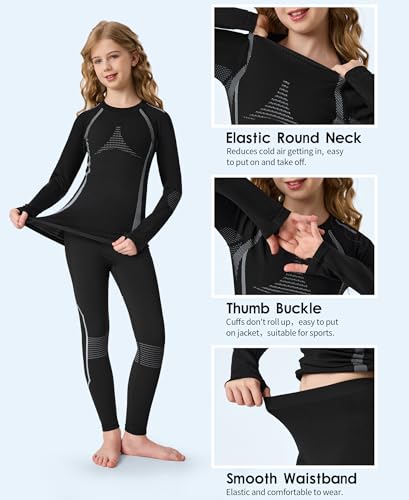 beautyin Thermal Underwear for Kids Athletic Thermals Top and Bottom Set Boys Girls Long Johns Set Winter Base Layer