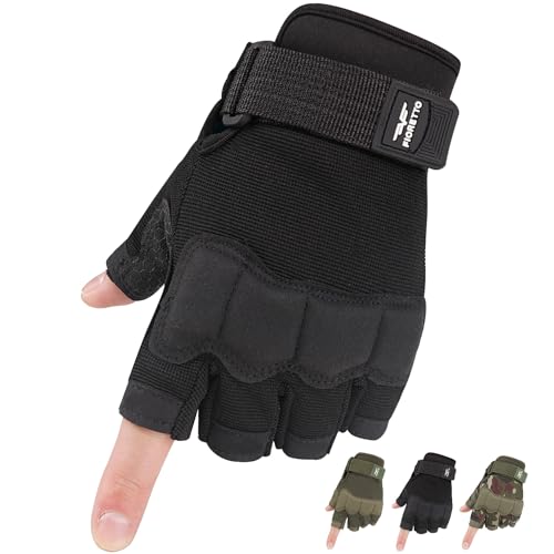 FIORETTO Fingerless Gloves, Half Finger Gloves for Driving, Cycling, Shooting, Hunting, Motorcycle, Climbing, Outdoor Work...