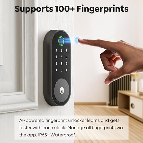 Fingerprint Smart Deadbolt with Keypad – Keyless Entry Lock for Home, Apartment, Office, Airbnb, Rental, Kids & Seniors, A...
