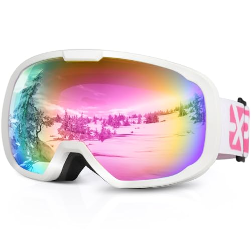 EXP VISION Ski Goggles for Men Women, OTG Snowboard Goggles with 100% UV Protection Anti Fog Lens Snow Goggles