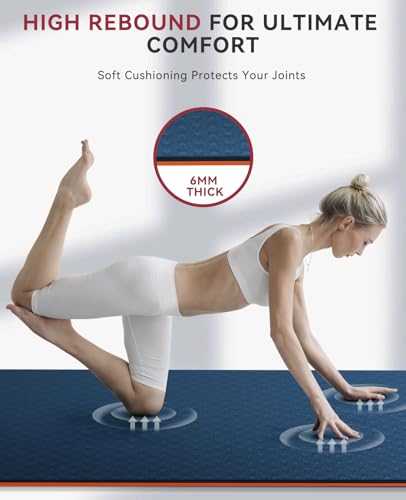 HAPBEAR Large Yoga Mat - 72"x36"x6mm (1/4 inch), Extra Wide Non-Slip Exercise Mat for Home Workout, Yoga, Pilates & Stretc...