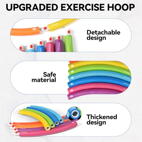Phobby Weighted Exercise Hoop for Adults, 2.2lb&2.8lb Adjustable Fitness Hoop, 8 Detachable Hoop Sections with Jump Rope &...