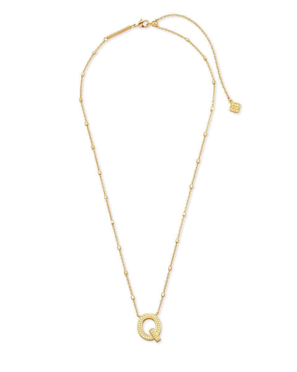 Kendra Scott Letter Q Pendant Necklace for Women, Fashion Jewelry, 14k Gold-Plated Brass, Gold Metal, Letter Q