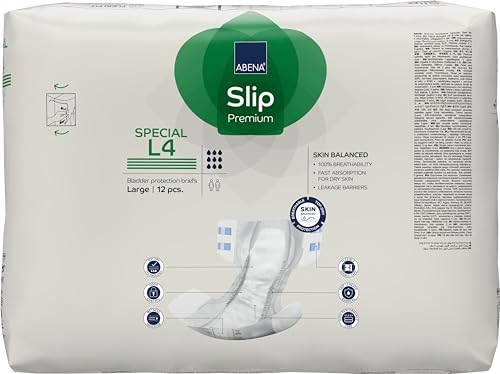 Abena Classic Design Adult Diapers, Slip Special Premium Incontinence Briefs, Heavy Absorbency, Level 4, Large, 48 Count