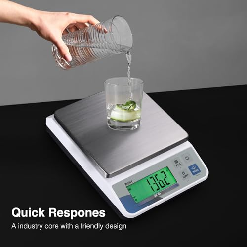 Polit Digital Kitchen Scale KT-66 30lb/13kg｜0.05oz/1g Precision Food Scale with LCD Display｜Battery or Plug-in｜Stainless S...