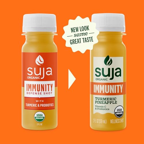 Suja Organic Immunity Defense Shot (2 Fl Oz x 4 Count) with Turmeric and Ginger | Immunity Boost & Support | Functional Sh...