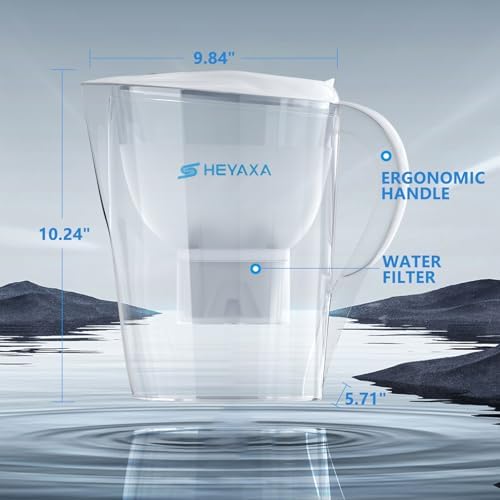 Water Filter Pitchers for Tap and Drinking Water, 10-Cup Capacity, BPA Free, Removes Chlorine, Lead, Forver Chemicals (Off-White)