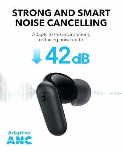 Soundcore P30i by Anker Noise Cancelling Earbuds, Strong and Smart Noise Cancelling, Powerful Bass, 45H Playtime, 2-in-1 C...