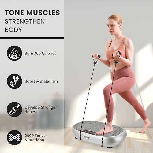 EILISON FitMaxx 3D XL Vibration Plate Exercise Machine - Whole Body Workout Vibration Platform w/Loop Bands - Lymphatic Dr...