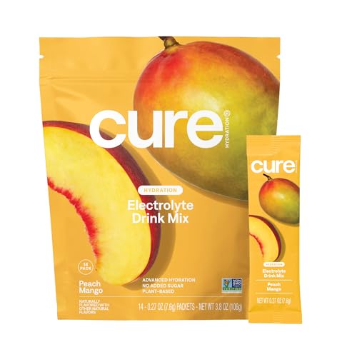 Cure Hydration | Plant-Based Electrolyte Drink Mix | No Added Sugar | FSA-HSA | Dehydration Relief Powder Made with Coconu...