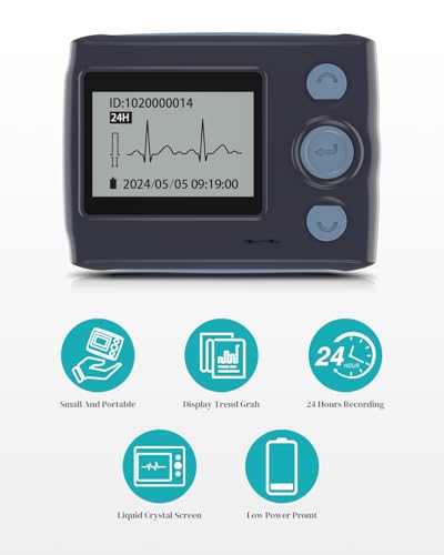 Livenpace Portable 12-Lead Heart Monitor with AI Analysis for Home Use, 24 Hours Recording, Stand-Alone Machine with LCD S...