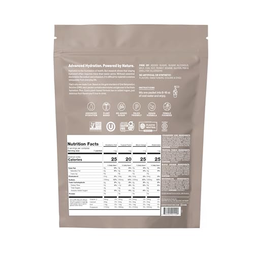 Cure Hydration | Plant-Based Electrolyte Drink Mix | No Added Sugar | FSA-HSA | Dehydration Relief Powder Made with Coconu...