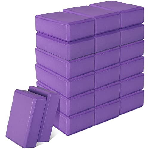 20 Pcs Yoga Blocks Bulk Eva Foam Exercise Brick Purple Non Slip Gymnastic Soft High Density Dance for Girls Women Toning M...