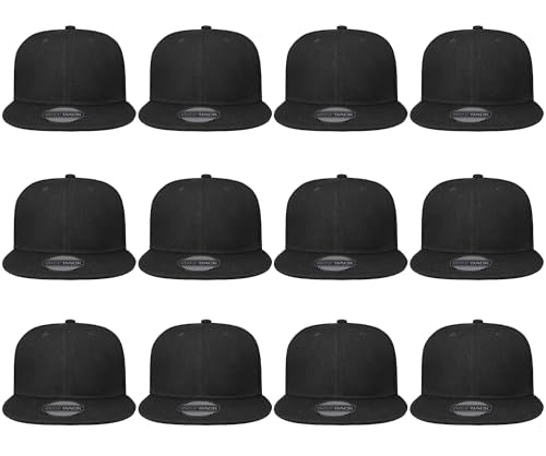 Gelante Plain Blank Flat Brim Adjustable Snapback Baseball Caps Wholesale LOT 12 Pack