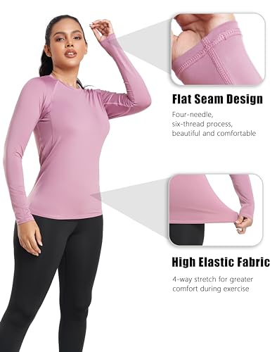 TELALEO 4 Pack Women's Long Sleeve Compression Shirt - High Performance Workout Baselayer for Athletic Sports