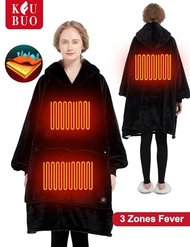 KFUBUO Heated Electric Wearable Blanket Throw Battery Operated Portable USB Cordless Outdoor Hoodie Sweatshirt