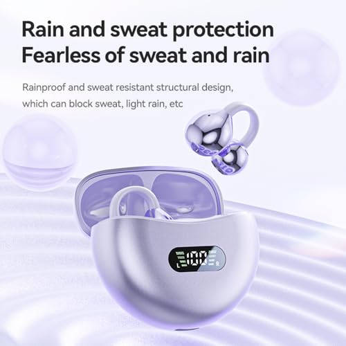 Piluyaa Clip-on Earbuds,Open Ear Earbuds Wireless Bluetooth 5.4, Lightweight Open Ear Headphones with C-Shaped Bridge,Slim...