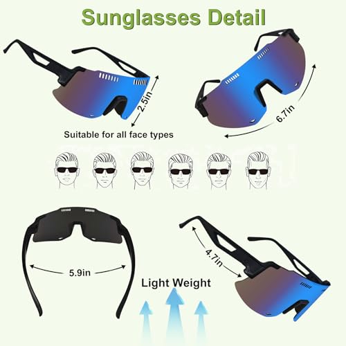 TURVSTPC Sport Running Sunglasses for Women Men, Professional Cycling Glasses Mens Sunglasses Wrap Around Uv400 Protection